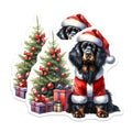 (2 Pack) Christmas Dog Magnets - Santa Dog Holiday Decor - Dog Lover Refrigerator Art - 5 Inches On Longest Side - Thick Durable Magnet - Made in USA - MAG29489