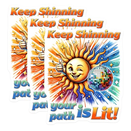 (3 Pack) Keep Shinning Decals - Disco Ball Sticker - Lit Path Decals - 3 Inches On Longest Side - Easy Peel & Apply - Made in USA - 3MCS2010