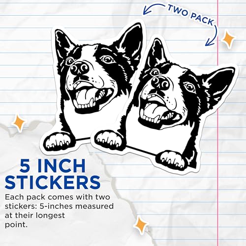 (2 Pack) Dog Lover Stickers - Cute Pet Dog Stickers - Dog Owner Car Laptop Stickers - 5" On Longest Side - Sticks to Smooth Flat Surfaces - Made in USA - BMCS4040