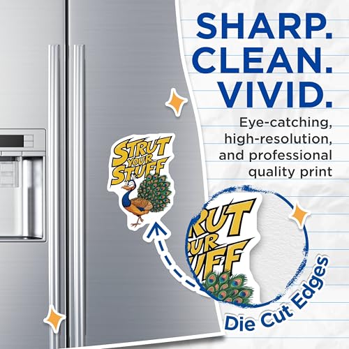 (2 Pack) Strut Your Stuff Magnets - Peacock Magnets - Motivational Magnets - 5" On Longest Side - for Cars, Fridges, Toolboxes - Made in USA - MAG4210