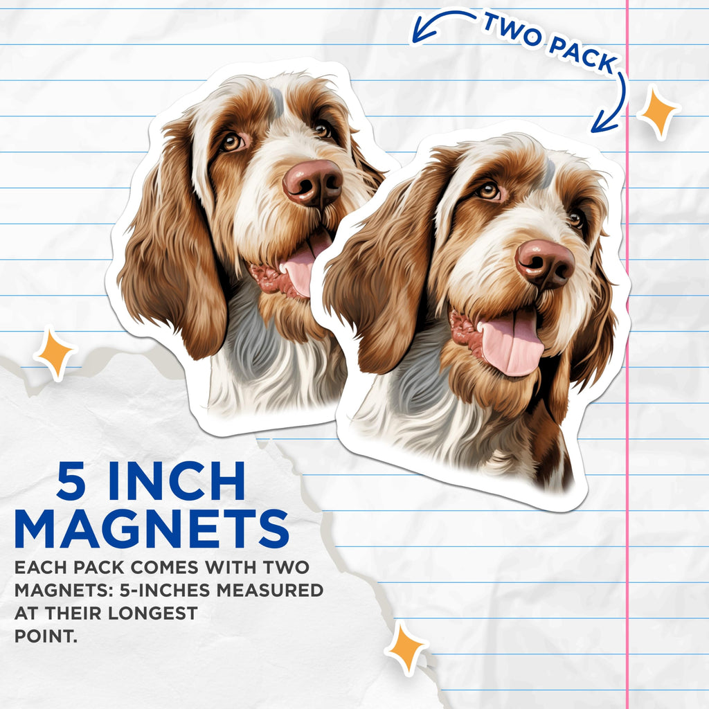 (2 Pack) Wirehaired Dog Portrait Magnets - Happy Pet Art - Dog Lover Fridge Decor - 5 Inches On Longest Side - Thick Durable Magnet - Made in USA - MAG28589