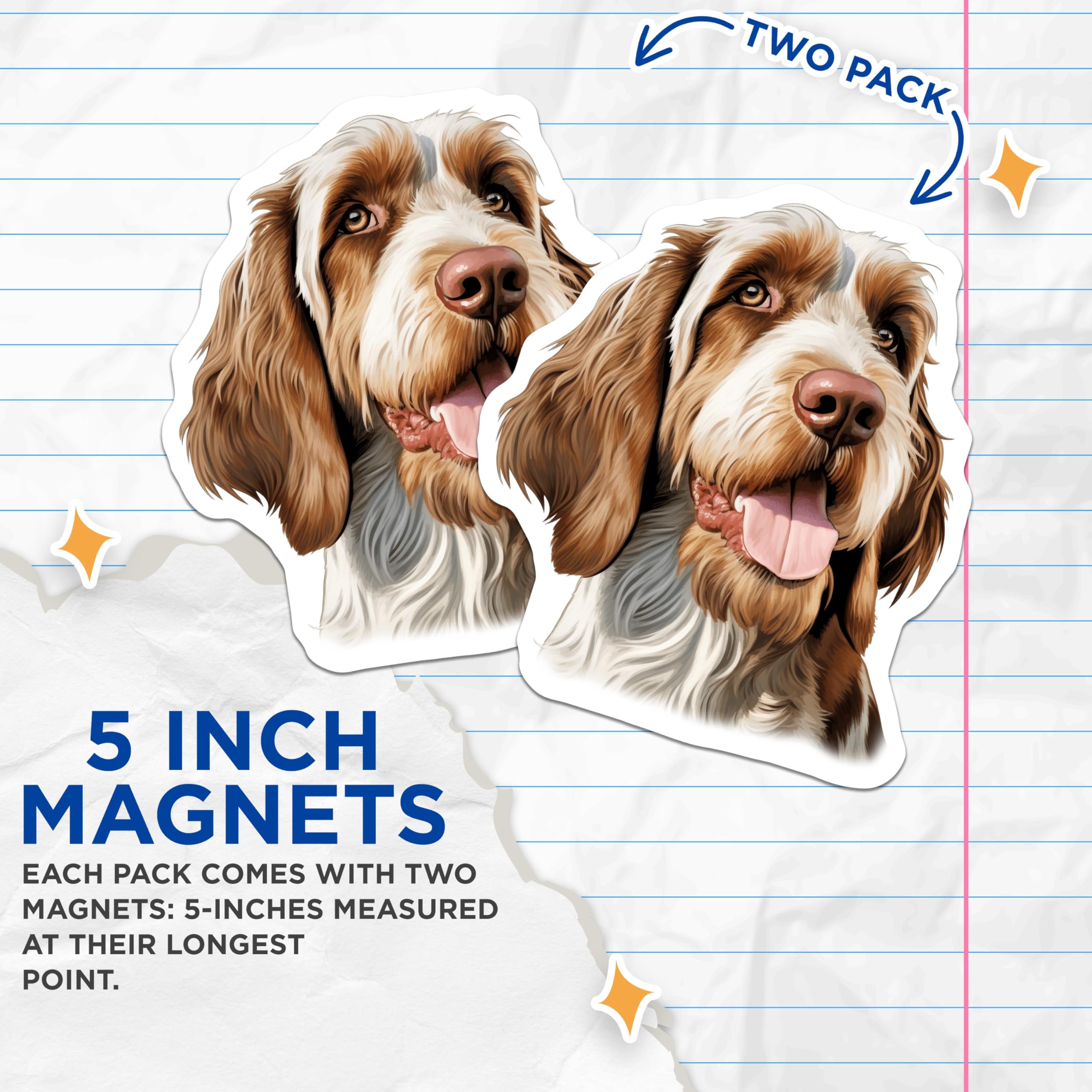 (2 Pack) Wirehaired Dog Portrait Magnets - Happy Pet Art - Dog Lover Fridge Decor - 5 Inches On Longest Side - Thick Durable Magnet - Made in USA - MAG28589