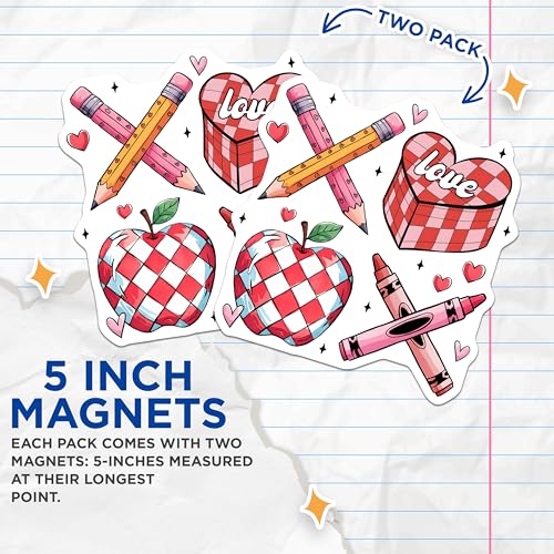 (2 Pack) Cute Heart Magnets - 5" On Longest Side - for Cars, Fridges, Toolboxes - Made in USA - MAG7650