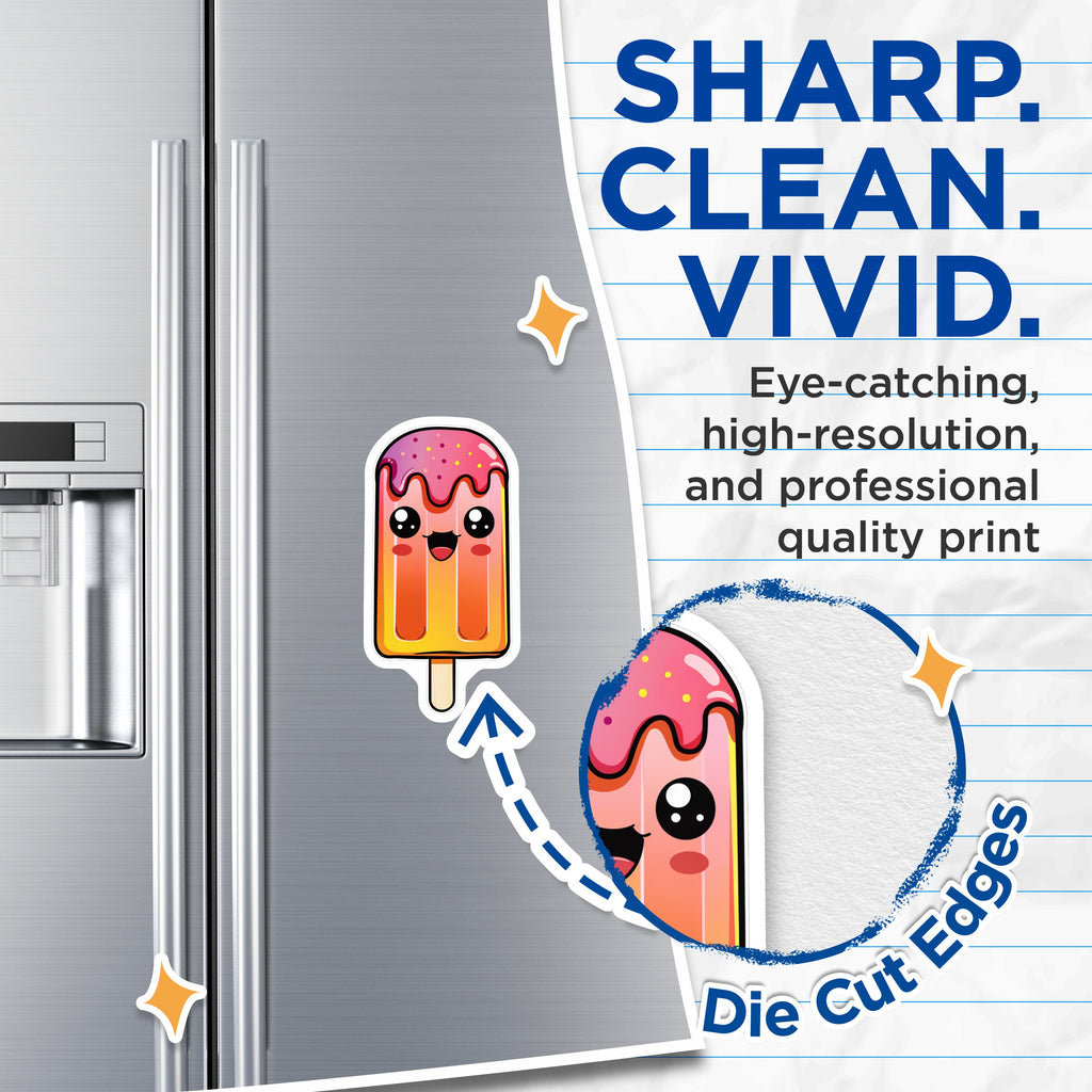 (2 Pack) Kawaii Popsicle Magnets - Cute Ice Pop Decor - Happy Summer Fridge Art - 5 Inches On Longest Side - Thick Durable Magnet - Made in USA - MAG36620