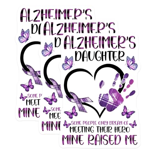 (3 Pack) Alzheimers Daughter Decals - Purple Butterfly Stickers - Laptop Decals - 3 Inches On Longest Side - Easy Peel & Apply - Made in USA - 3MCS8551