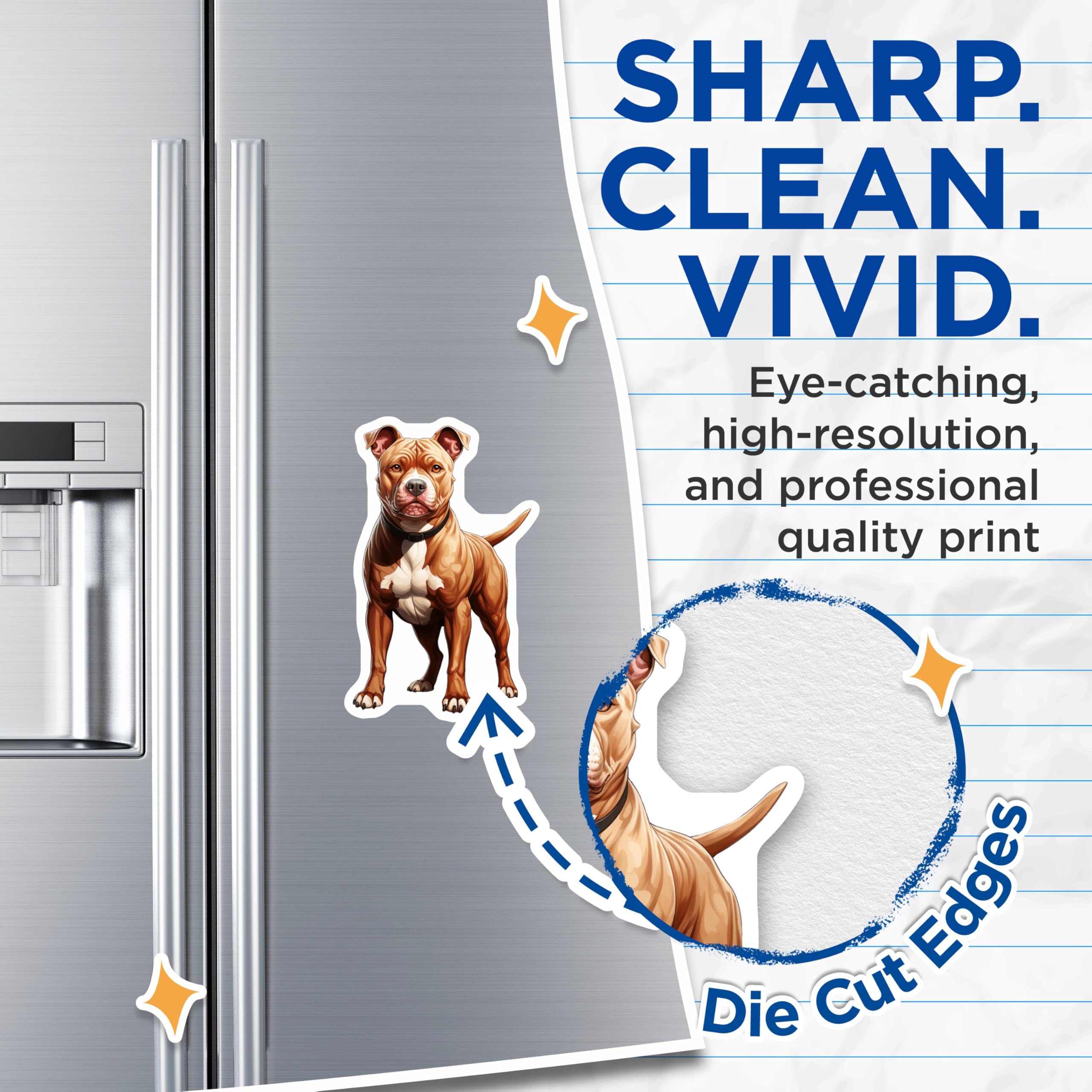 (2 Pack) Pitbull Dog Magnets - American Pit Bull Terrier Art - Loyal Companion Fridge Decor - Pet Owner Refrigerator Magnets - 5 Inches On Longest Side - Thick Durable Magnet - Made in USA - MAG24703