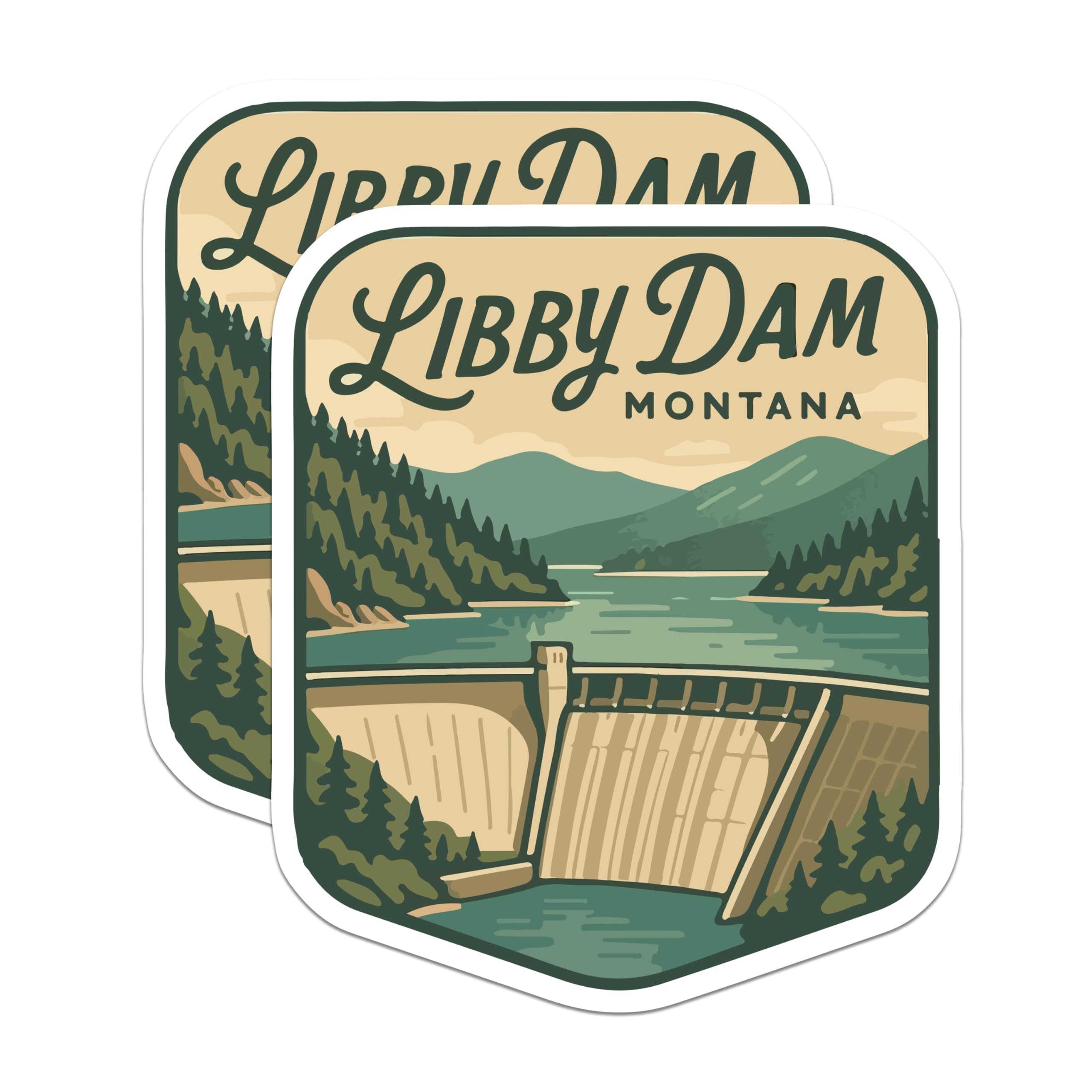 (2 Pack) Libby Dam Montana Magnets - Montana Travel Souvenir - Pacific Northwest Scenery - Scenic Lake Landscape Decor - 5 Inches On Longest Side - Thick Durable Magnet - Made in USA - MAG19856