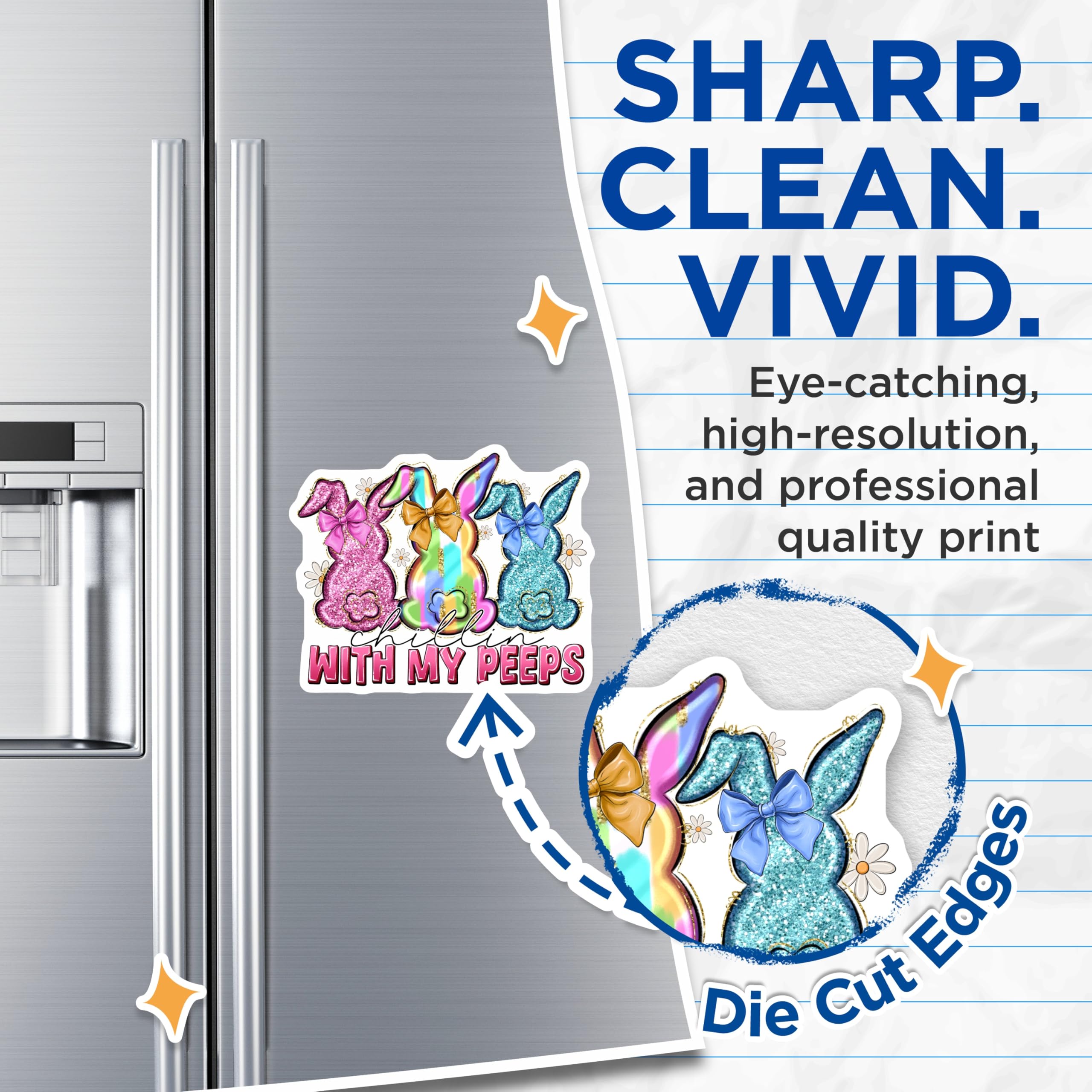 (2 Pack) Chillin with My Peeps Magnets - Funny Easter Bunny - Spring Refrigerator Decor - Kitchen Locker Whiteboard - 5 Inches On Longest Side - Thick Durable Magnet - Made in USA - MAG26197