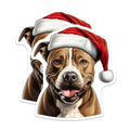 (2 Pack) Pitbull Santa Hat Magnets - Festive Christmas Dog Decor - Holiday Pet Lover Present - Cute Dog Mom Kitchen Magnets - 5 Inches On Longest Side - Thick Durable Magnet - Made in USA - MAG30201