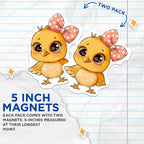 (2 Pack) Cute Chick Magnets - Kawaii Chicken Decor - Baby Animal Refrigerator - Easter Spring Kitchen - 5 Inches On Longest Side - Thick Durable Magnet - Made in USA - MAG36612