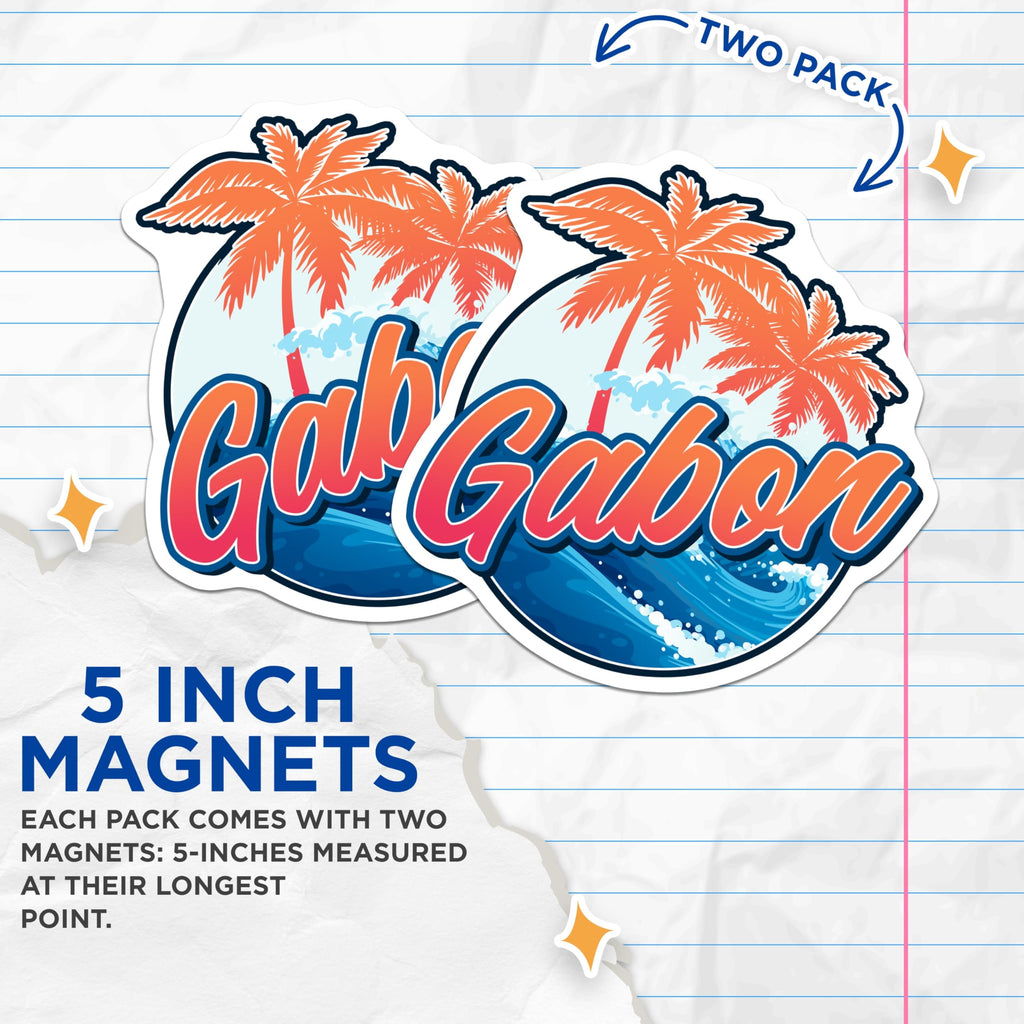 (2 Pack) Gabon Magnets - Tropical Island - Travel Souvenir - 5" On Longest Side - Premium Magnet - for Cars, Refrigerators, Toolboxes, Lockers - Made in USA - MAG17830