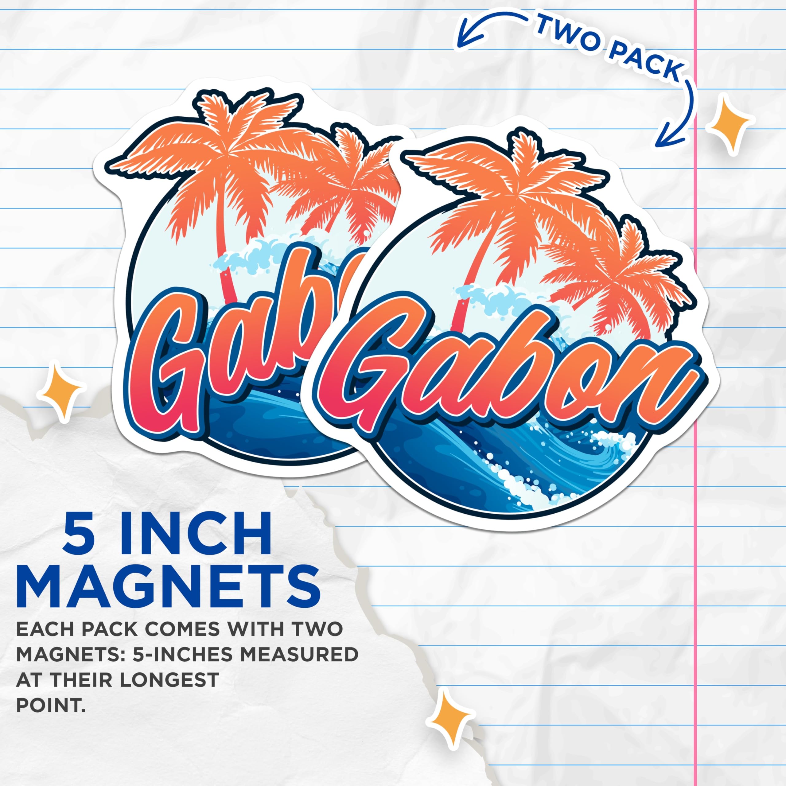 (2 Pack) Gabon Magnets - Tropical Island - Travel Souvenir - 5" On Longest Side - Premium Magnet - for Cars, Refrigerators, Toolboxes, Lockers - Made in USA - MAG17830