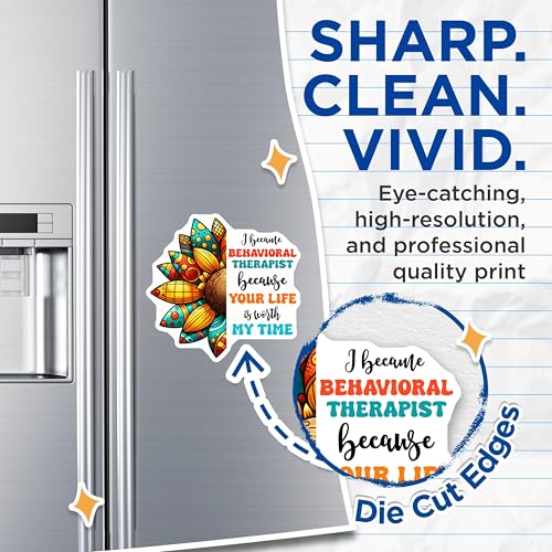(2 Pack) Behavioral Therapist Magnets - Your Life is Worth My Time Magnets - Sunflower Office Decor Magnets - 5" On Longest Side - for Cars, Refrigerators, Toolboxes, Lockers - Made in USA BMCS3172