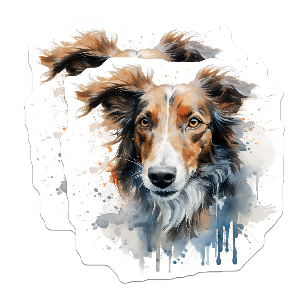 (2 Pack) Border Collie Magnets - Watercolor Dog Art - Pet Animal Lover - 5 Inches On Longest Side - Thick Durable Magnet - Made in USA - MAG24491