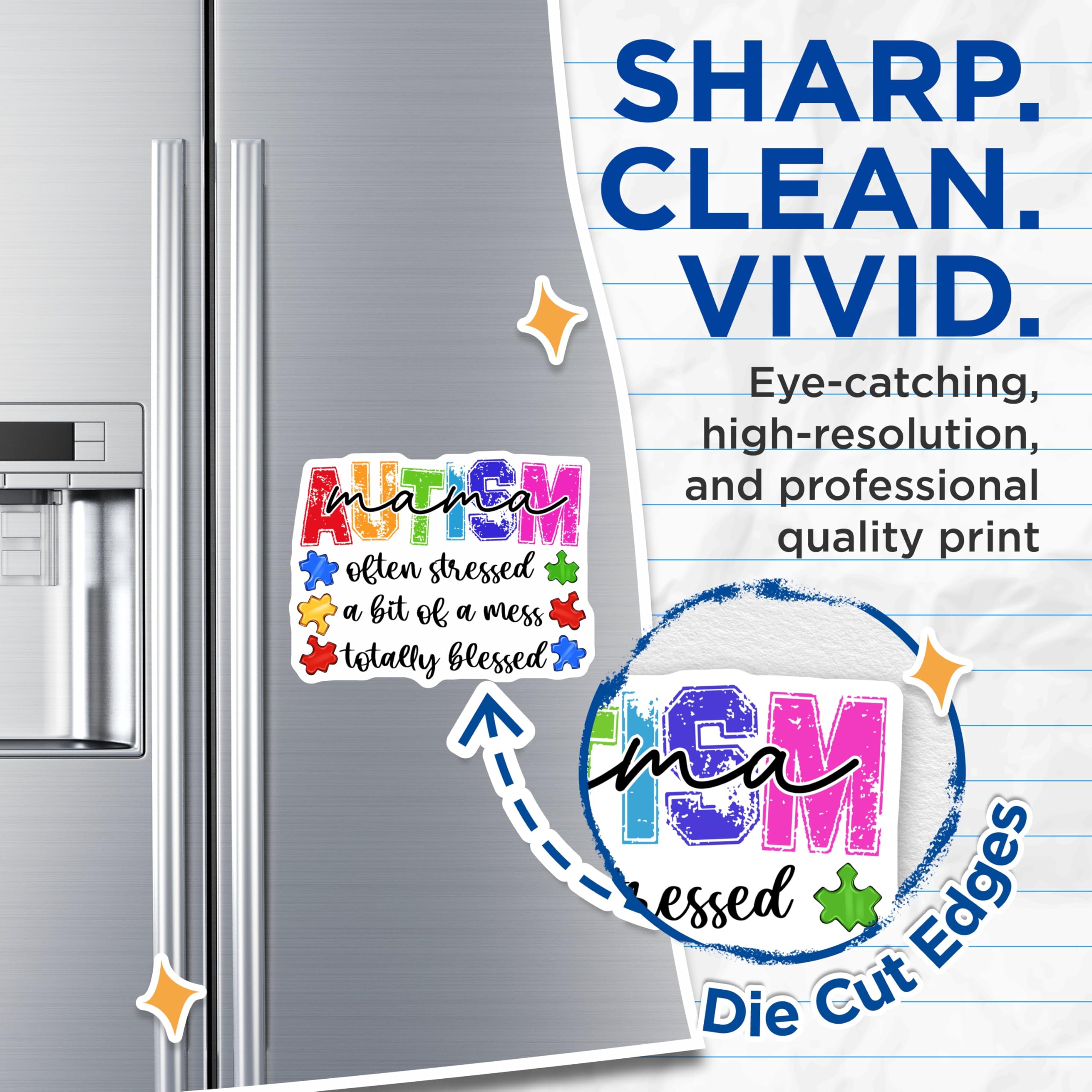 (2 Pack) Autism Mama Magnets - Special Needs Mom - Neurodiversity Advocate Refrigerator Decor - 5 Inches On Longest Side - Thick Durable Magnet - Made in USA - MAG25079