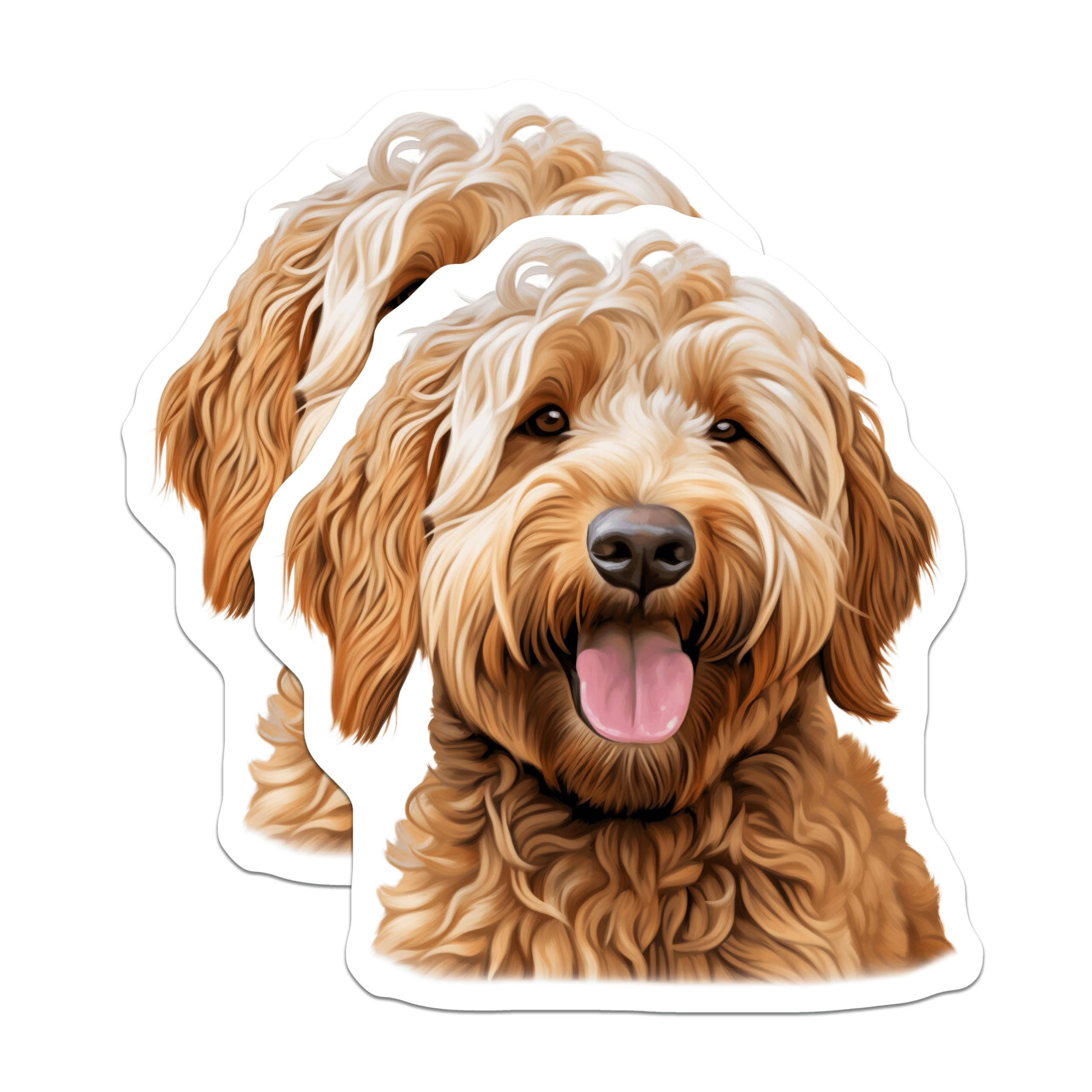 (2 Pack) Goldendoodle Magnets - Happy Doodle Dog Art - Pet Lover Fridge Decor - Dog Mom Aesthetic - 5 Inches On Longest Side - Thick Durable Magnet - Made in USA - MAG29006