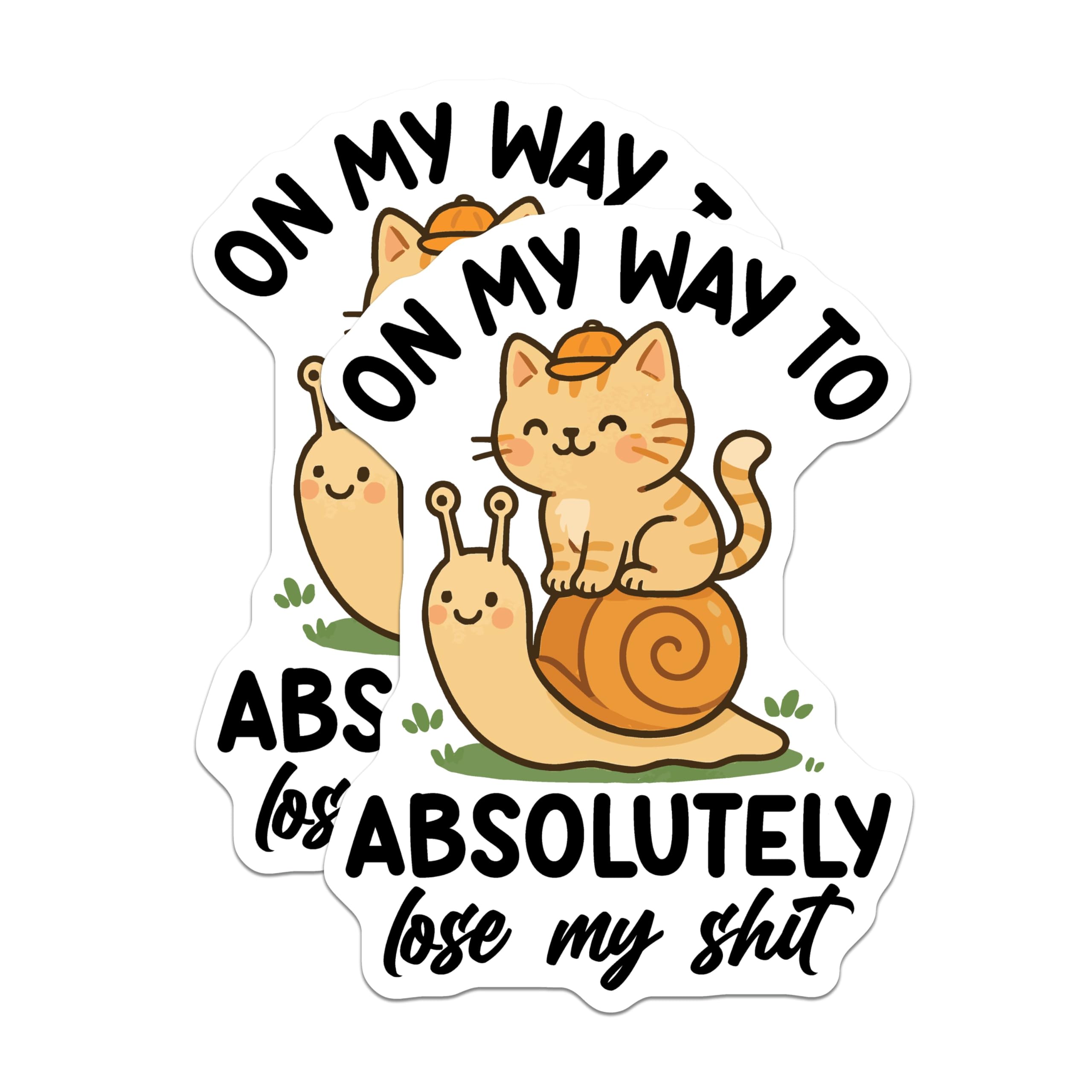 (2 Pack) Funny Cat Magnets - Snail Riding Tabby - Losing My Mind Refrigerator Magnets - 5" On Longest Side - Premium Magnet - for Cars, Refrigerators, Toolboxes, Lockers - Made in USA - MAG14504