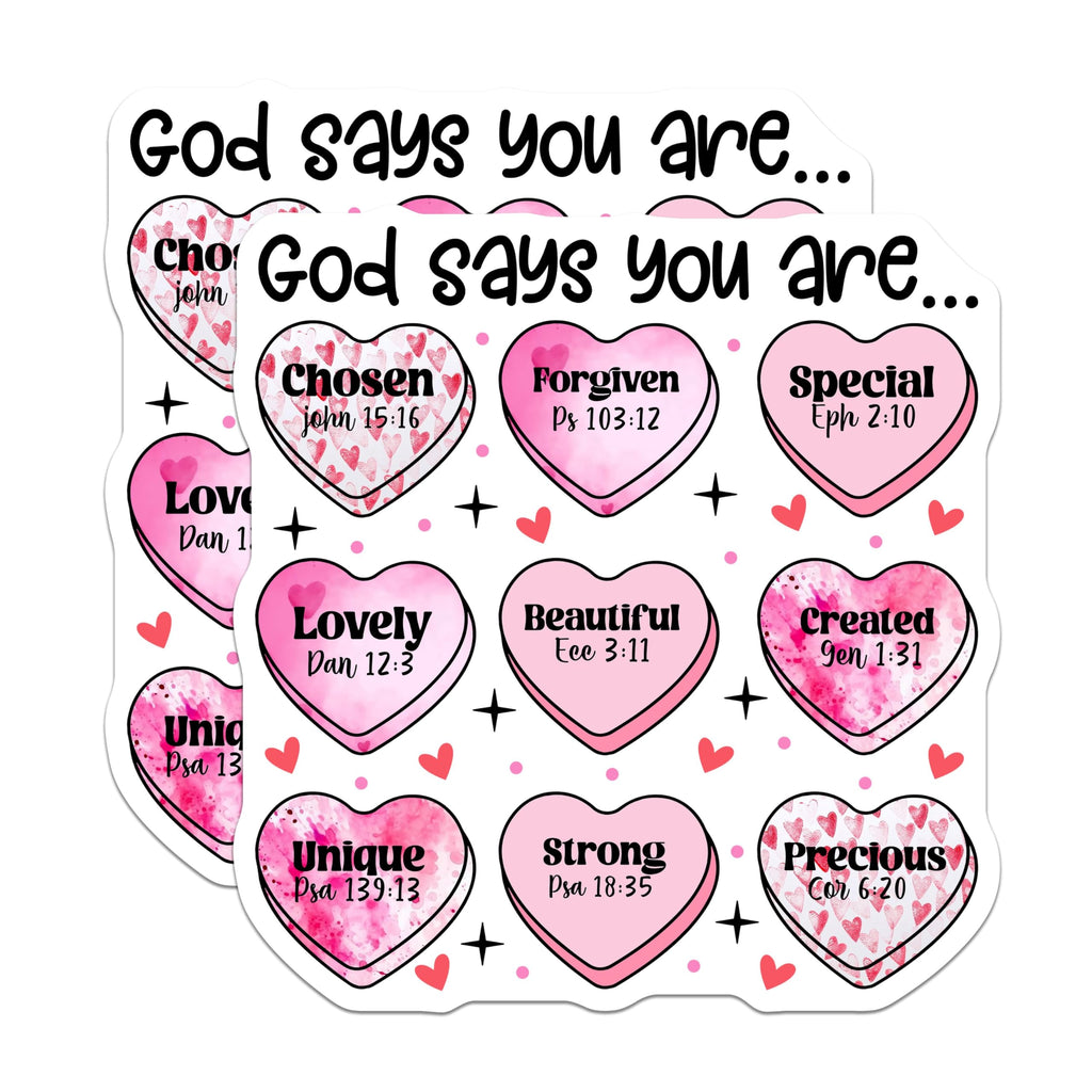 (2 Pack) God Says You are Stickers - Inspirational Quotes Stickers - Religious Affirmation Stickers - 5" On Longest Side - Sticks to Any Smooth Flat Surface - Made in USA - BMCS3398
