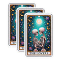(3 Pack) Lovers Tarot Card Decals - Skeleton Decal - Occult Decal - 3 Inches On Longest Side - Easy Peel & Apply - Made in USA - 3MCS4216