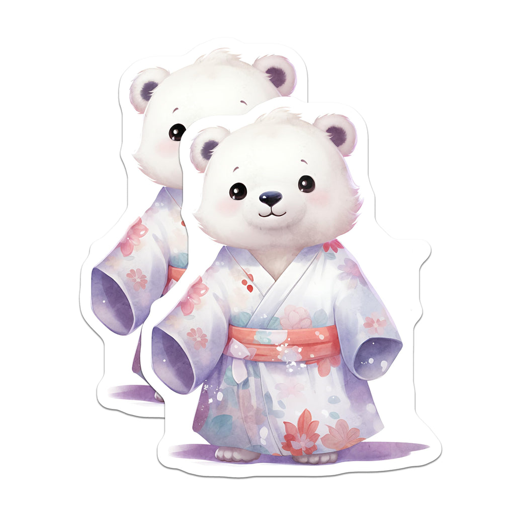 (2 Pack) Polar Bear Magnets - Kimono Bear - Animal Magnets - 5" On Longest Side - Premium Magnet - for Cars, Refrigerators, Toolboxes, Lockers - Made in USA - MAG17007