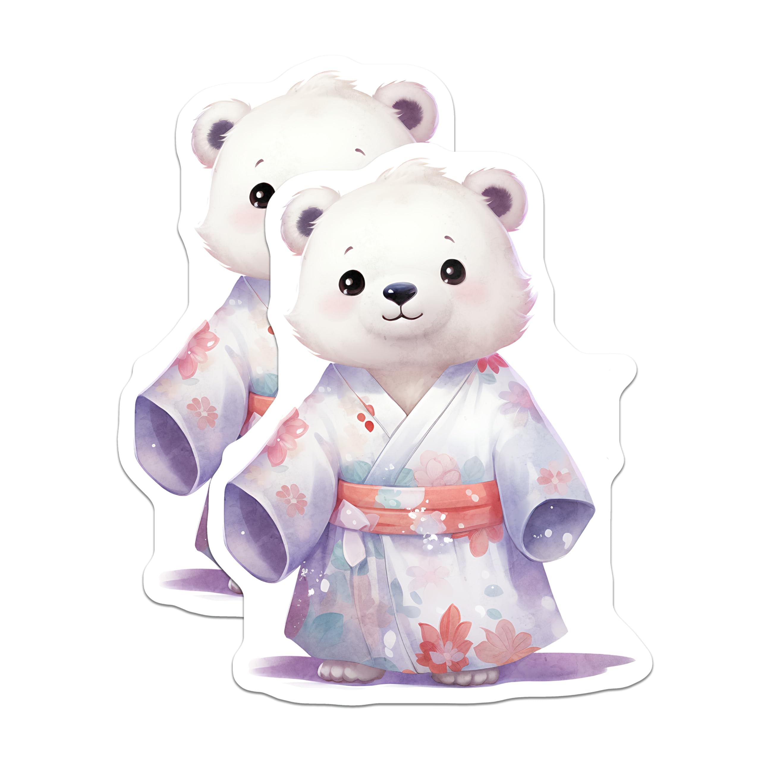 (2 Pack) Polar Bear Magnets - Kimono Bear - Animal Magnets - 5" On Longest Side - Premium Magnet - for Cars, Refrigerators, Toolboxes, Lockers - Made in USA - MAG17007
