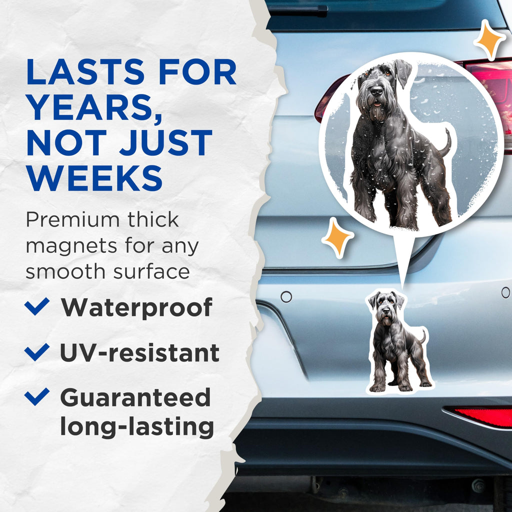 (2 Pack) Black Schnauzer Magnets - Dog Breed Art - Pet Lover Refrigerator Accent for Schnauzer Parents - 5 Inches On Longest Side - Thick Durable Magnet - Made in USA - MAG30196