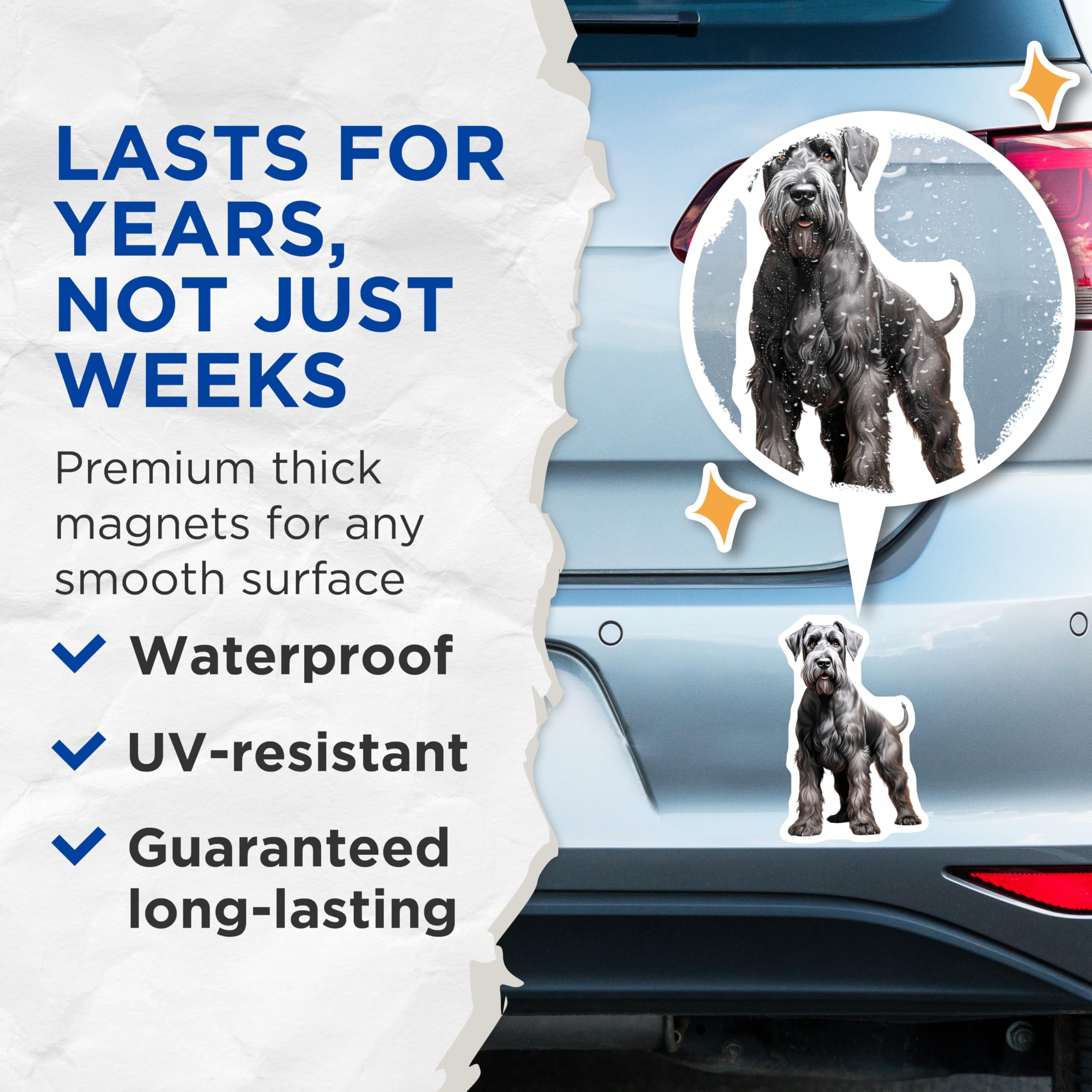 (2 Pack) Black Schnauzer Magnets - Dog Breed Art - Pet Lover Refrigerator Accent for Schnauzer Parents - 5 Inches On Longest Side - Thick Durable Magnet - Made in USA - MAG30196