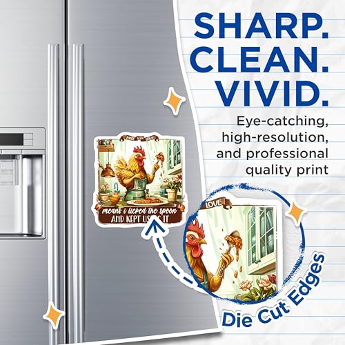(2 Pack) Funny Chicken Baking Magnets - Kitchen - Baking Humor Magnets - 5" On Longest Side - for Cars, Fridges, Toolboxes - Made in USA - MAG4362