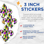 (3 Pack) Fleur de Lis Decals - Mardi Gras Decor - New Orleans Decal - 3 Inches On Longest Side - Easy Peel & Apply - Made in USA - 3MCS8653