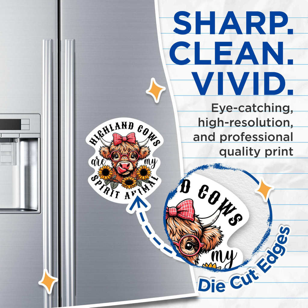 (2 Packs) Highland Cows are My Spirit Animal Magnets - Highland Cow Sunflowers Magnets - 5 Inches On Longest Side - Premium Magnet - for Fridges, Toolboxes, Cars - Made in USA - MAG2334