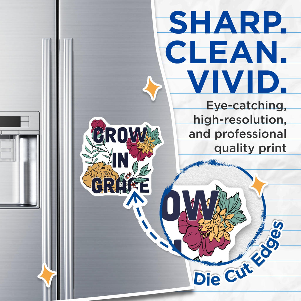 (2 Pack) Grow in Grace Magnets - Floral Inspirational Fridge Decor - Encouragement Magnets - 5" On Longest Side - Premium Magnet - for Cars, Refrigerators, Toolboxes, Lockers - Made in USA - MAG15606