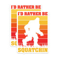 (2 Pack) Bigfoot Magnets - Sasquatch Squatchin Retro Sunset - Funny Wilderness Cryptozoology Outdoors Decor - 5 Inches On Longest Side - Thick Durable Magnet - Made in USA - MAG20396