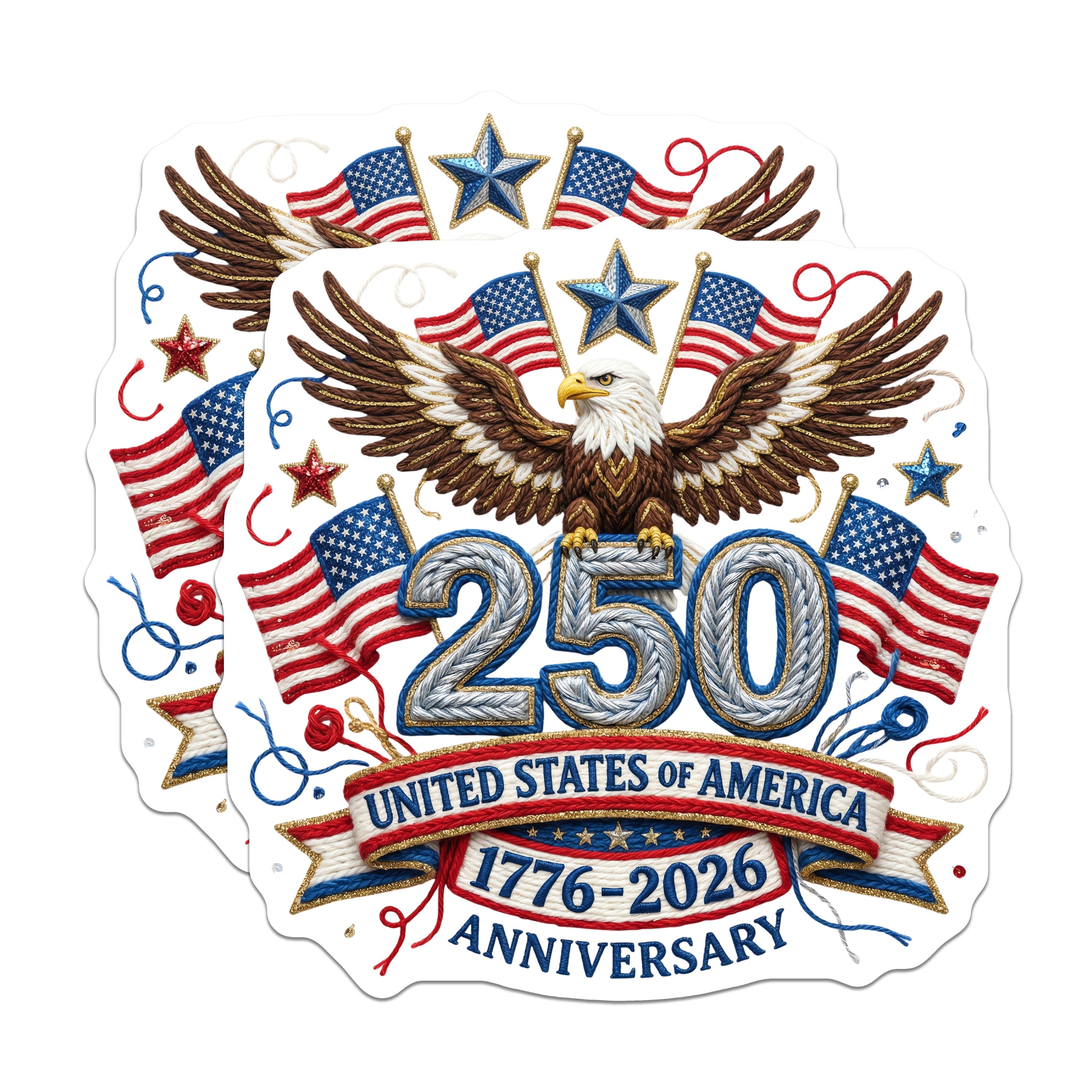 (2 Pack) United States 250th Anniversary Magnets - Patriotic Americana Decor - American History Keepsake - 5 Inches On Longest Side - Thick Durable Magnet - Made in USA - MAG39329