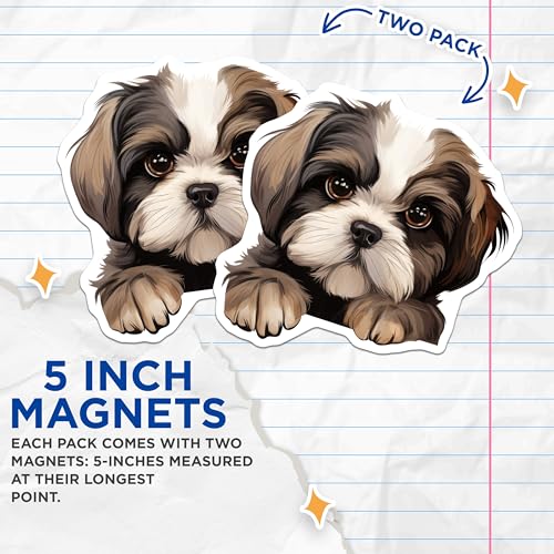 (2 Pack) Dog Lover Decor Magnet - Fridge Decoration - Kitchen Accessory - 5" On Longest Side - Sticks to Smooth Flat Surfaces - Made in USA - MAG10278