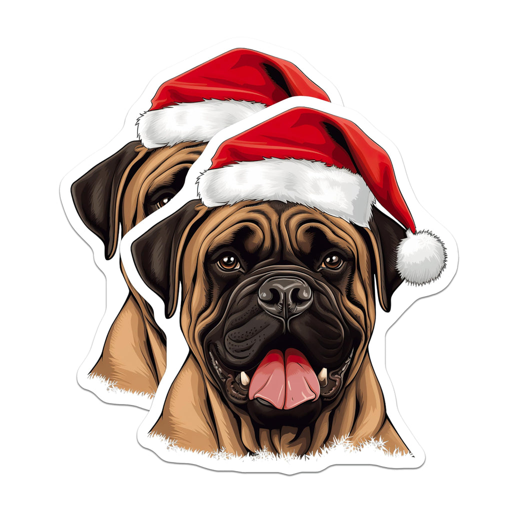 (2 Pack) Bullmastiff Christmas Magnets - Santa Dog Refrigerator - Festive Pet Accessory - 5 Inches On Longest Side - Thick Durable Magnet - Made in USA - MAG29794
