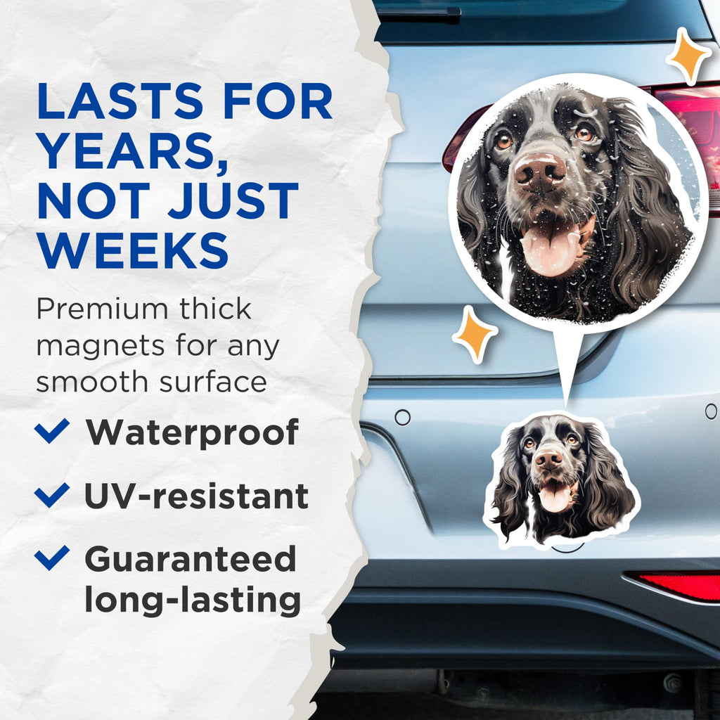 (2 Pack) Black Spaniel Dog Magnets - Cocker Spaniel Art - Dog Lover Fridge Decor for Pet Owners - 5 Inches On Longest Side - Thick Durable Magnet - Made in USA - MAG27856