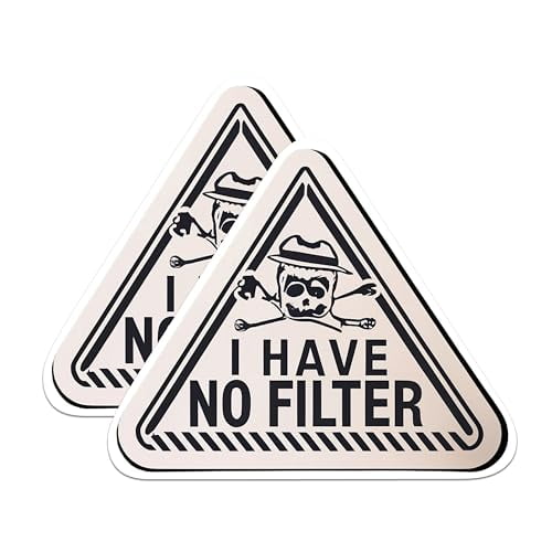 (2 Pack) I Have No Filter Warning Magnets - Hardhat Magnet - 5" On Longest Side - Premium Magnet - for Cars, Refrigerators, Toolboxes, Lockers - Made in USA - MAG1667