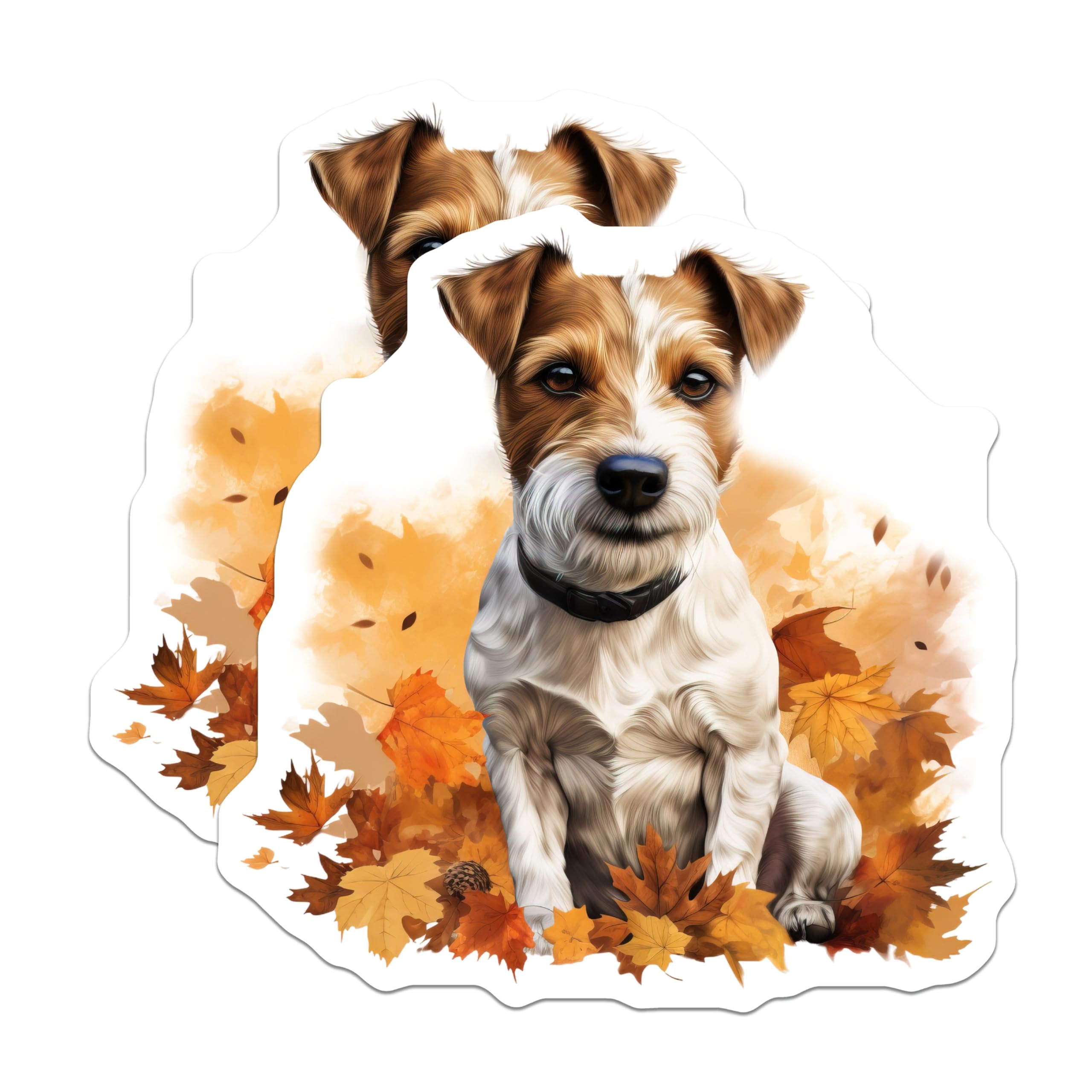 (2 Pack) Jack Russell Dog Magnets - Cute Terrier Fall Decor - Autumn Animal Lover Art Fridge - 5 Inches On Longest Side - Thick Durable Magnet - Made in USA - MAG29908
