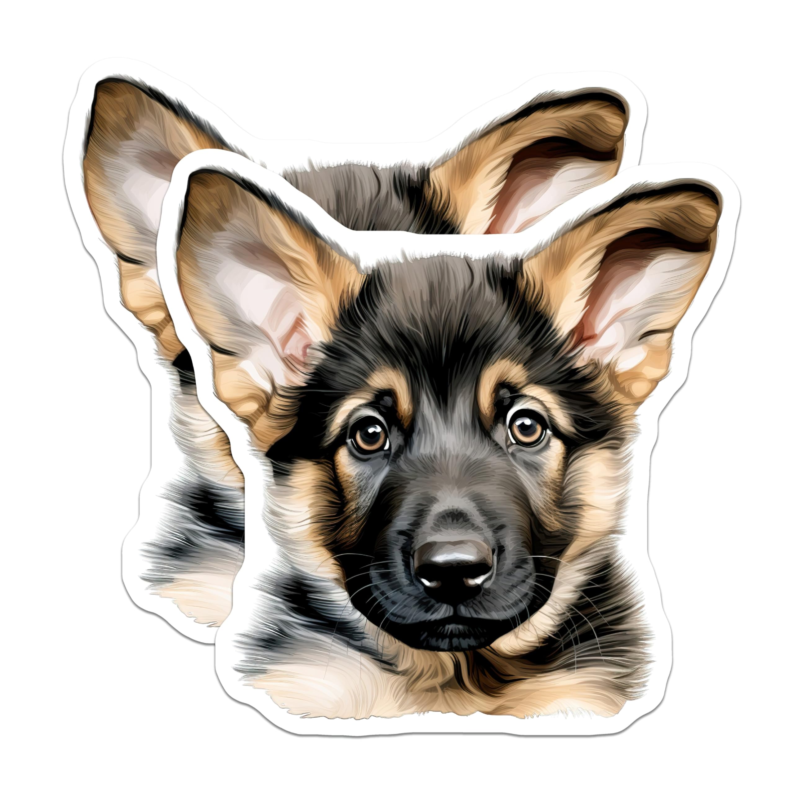 (2 Pack) German Shepherd Puppy Magnets - Dog Lover Refrigerator Decor - Canine Pet Owner Home Accents - 5 Inches On Longest Side - Thick Durable Magnet - Made in USA - MAG30849