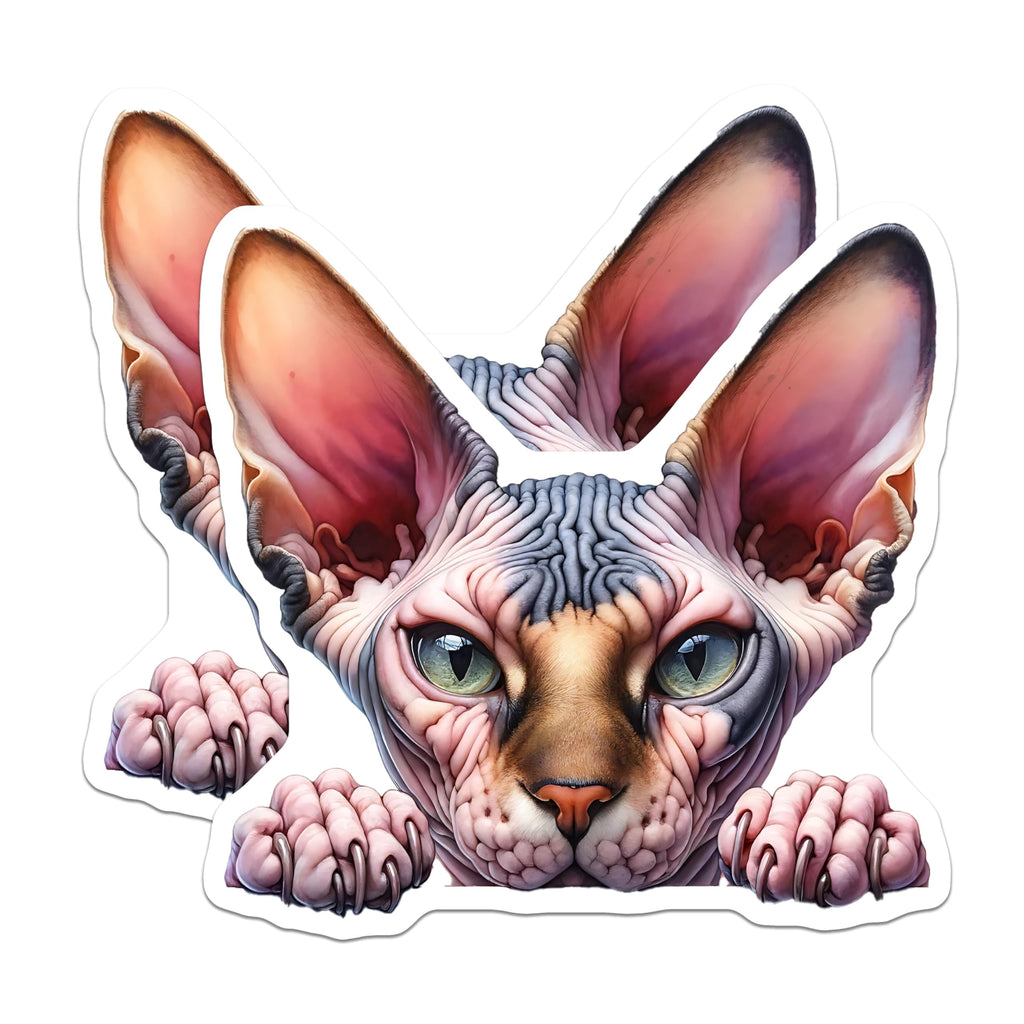 (2 Pack) Sphynx Cat Magnets - Hairless Cat Lover - Unique Refrigerator Magnets - 5" On Longest Side - Premium Magnet - for Cars, Refrigerators, Toolboxes, Lockers - Made in USA - MAG15020