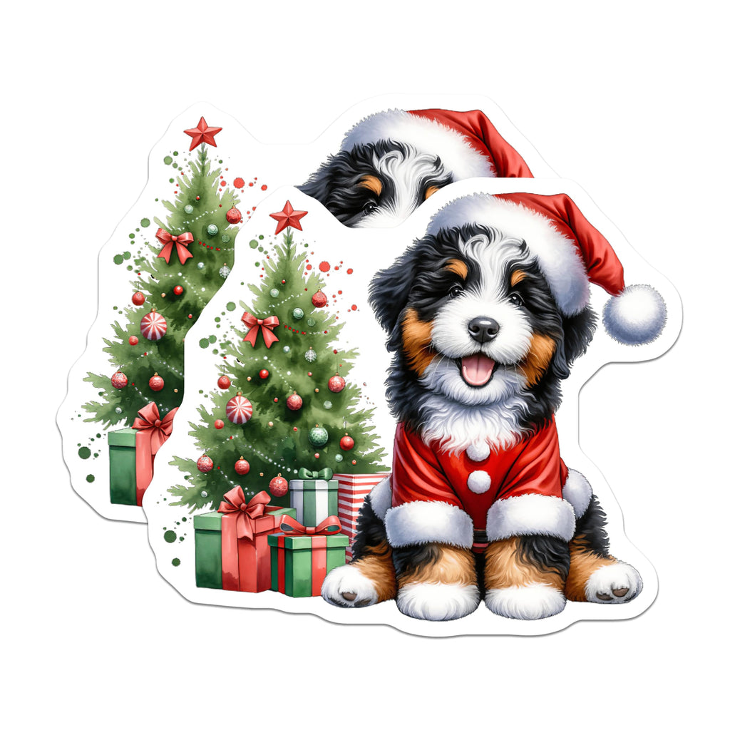 (2 Pack) Santa Puppy Bernese Magnets - Christmas Dog Decor - Holiday Animal Lover Refrigerator Decor - 5 Inches On Longest Side - Thick Durable Magnet - Made in USA - MAG27920