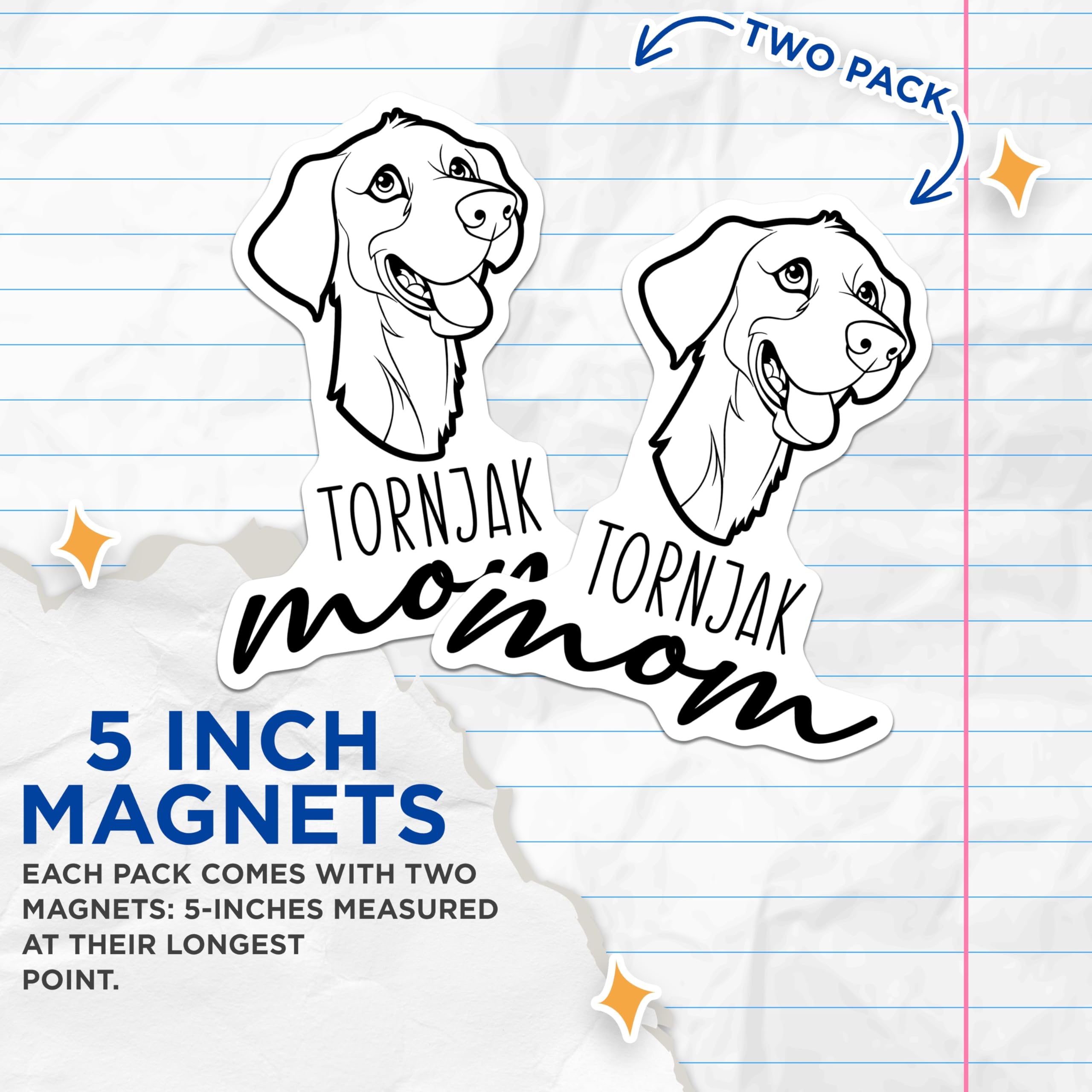 (2 Pack) Tornjak Mom Magnets for Refrigerator - Dedicated Tornjak Dog Lover Item - Unique Pet Parent Kitchen Accessory - 5 Inches On Longest Side - Thick Durable Magnet - Made in USA - MAG27050