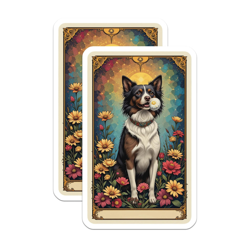 (2 Pack) Border Collie Magnets - Floral Dog Art - Stained Glass Pet Lover Refrigerator Decor - 5 Inches On Longest Side - Thick Durable Magnet - Made in USA - MAG21014