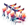 (3 Pack) Gemini Zodiac Decals - Astrology Sign - Laptop Decal- 3 Inches On Longest Side - Easy Peel & Apply - Made in USA - 3MCS5429