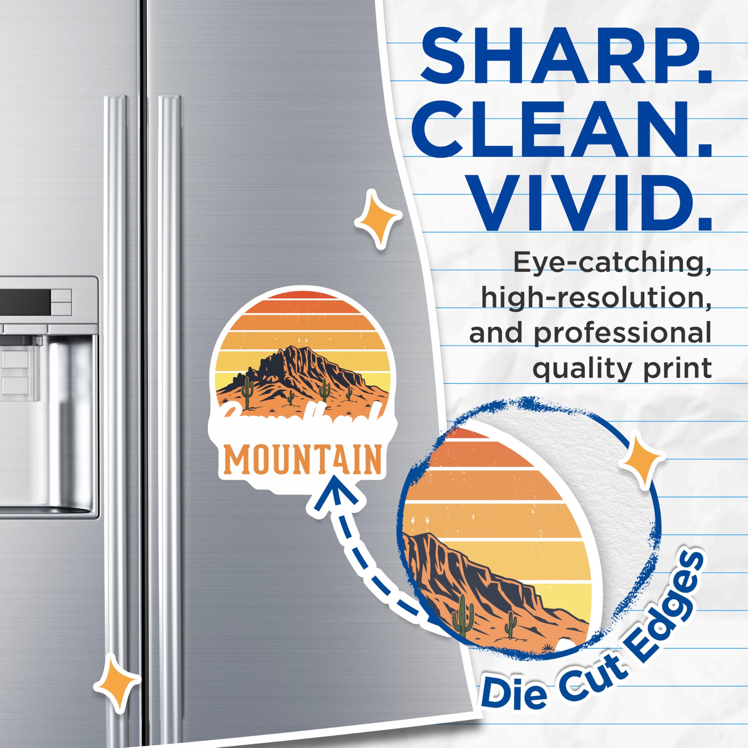 (2 Pack) Superstition Mountain Magnets - Arizona Desert Art - Retro Sunset Magnets - 5" On Longest Side - Premium Magnet - for Cars, Refrigerators, Toolboxes, Lockers - Made in USA - MAG18269
