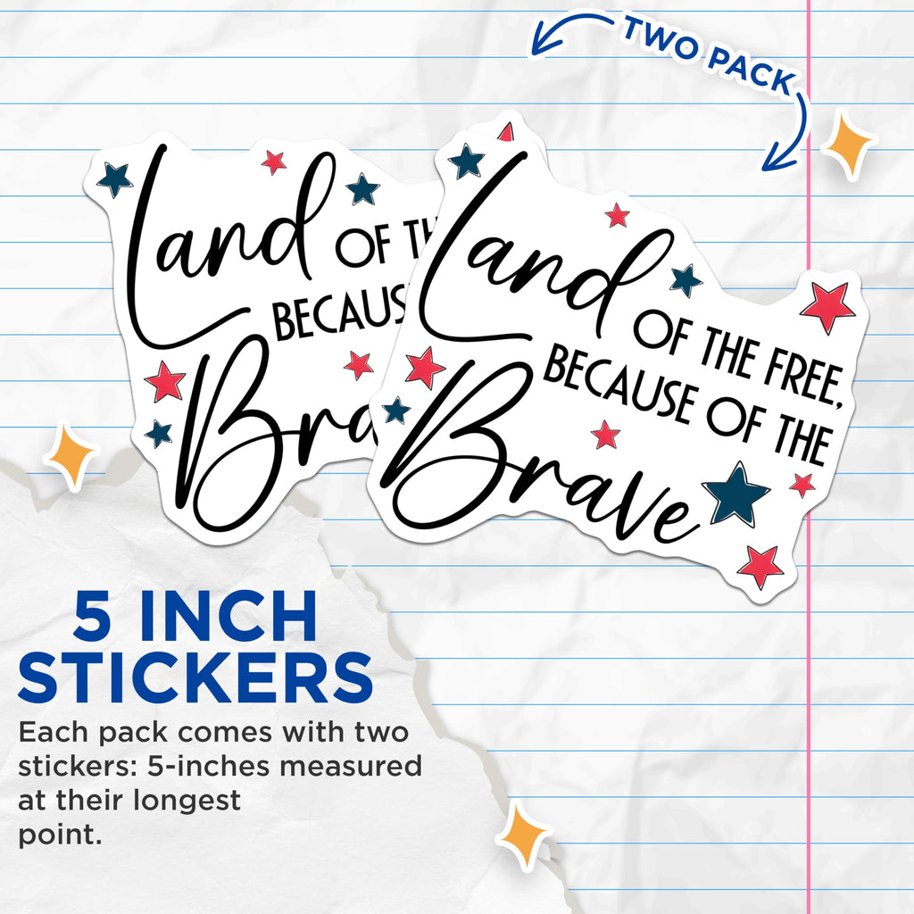 (2 Pack) Patriotic Quote Stickers - Inspirational Sticker Set - Independence Day Decals - 5" On Longest Side - Sticks to Smooth Flat Surfaces - Made in USA - BMCS8365