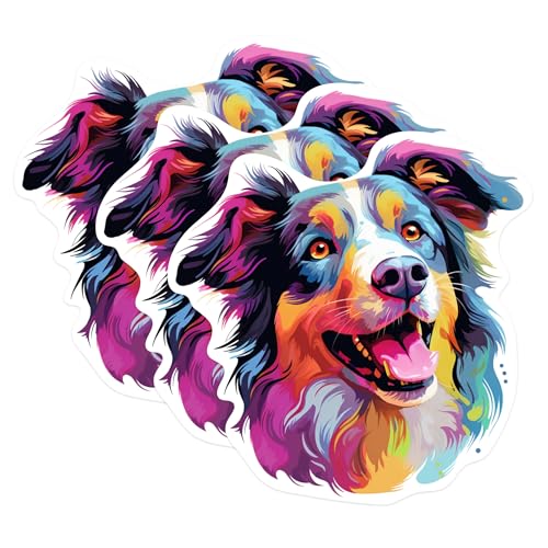 (3 Pack) Australian Shepherd Decals - Dog Breed Stickers - Laptop Decal - 3 Inches On Longest Side - Easy Peel & Apply - Made in USA - 3MCS0711