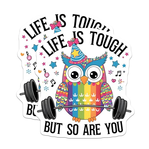 (2 Pack) Life is Tough But So are You Magnets - Inspirational Owl - Motivational Decor - Uplifting Words - 5" On Longest Side - for Cars, Fridges, Toolboxes - Made in USA - MAG6963