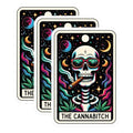 (3 Pack) Cannabis Tarot Decals - Skull Laptop Decal - Funny Slogan Sticker - 3 Inches On Longest Side - Easy Peel & Apply - Made in USA - 3MCS4129