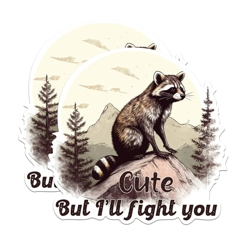 (2 Packs) Cute But I'll Fight You Raccoon Magnets - Funny Raccoon Wilderness Magnets - 5 Inches On Longest Side - Premium Magnet - for Fridges, Toolboxes, Cars - Made in USA - MAG2461